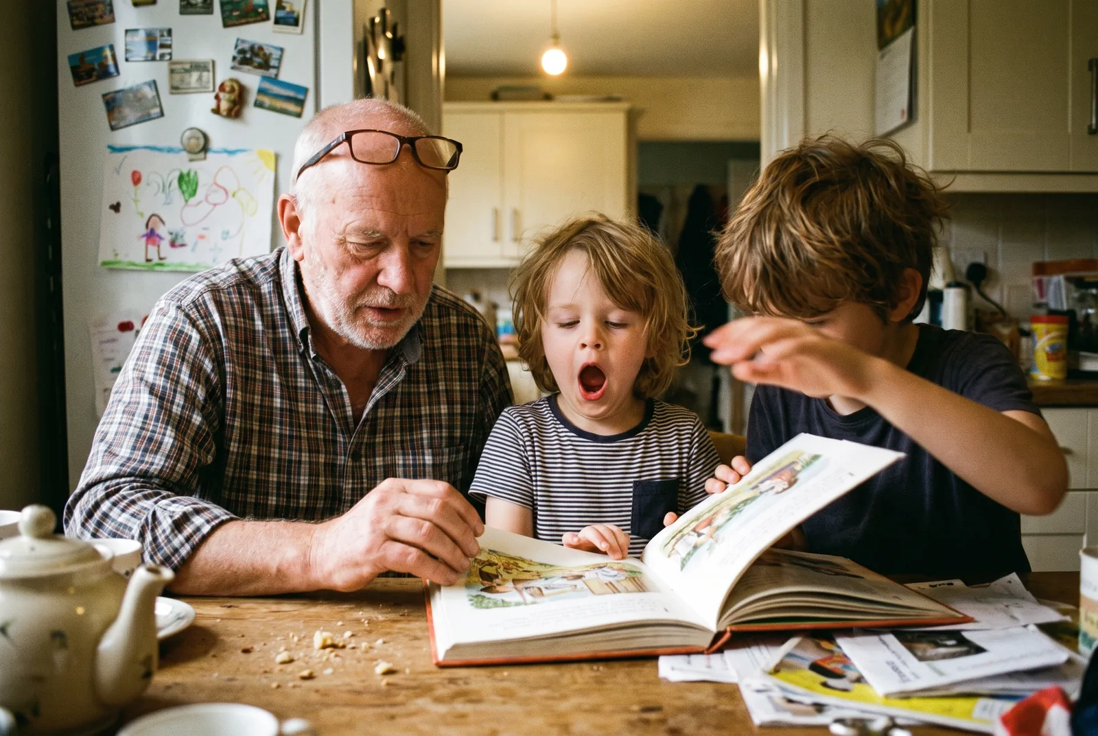 A family kitchen, with light falling across the table
